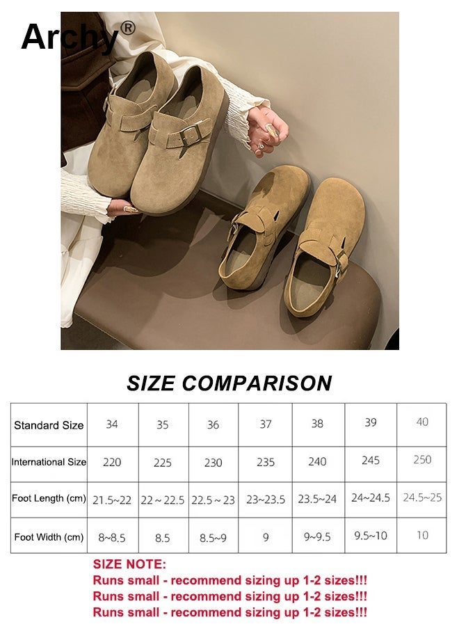 Archy Women's Comfort Slip-On Shoes - Chunky Sole Mules with Adjustable Strap, Soft Suede for Casual Wear & Office - Image 5