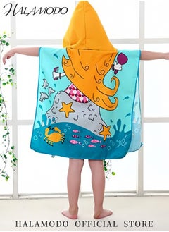 HALAMODO Kid's Hooded Bath Towels Mermaid Pattern Hooded Cloak Cartoon Beach Towels Water Absorbing Microfiber Poncho Wearable Towels Swimming Towels Bathrobe for Boy's & Girls  - Image 3