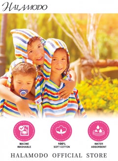 HALAMODO Kid's Hooded Bath Towels Mermaid Pattern Hooded Cloak Cartoon Beach Towels Water Absorbing Microfiber Poncho Wearable Towels Swimming Towels Bathrobe for Boy's & Girls  - Image 5