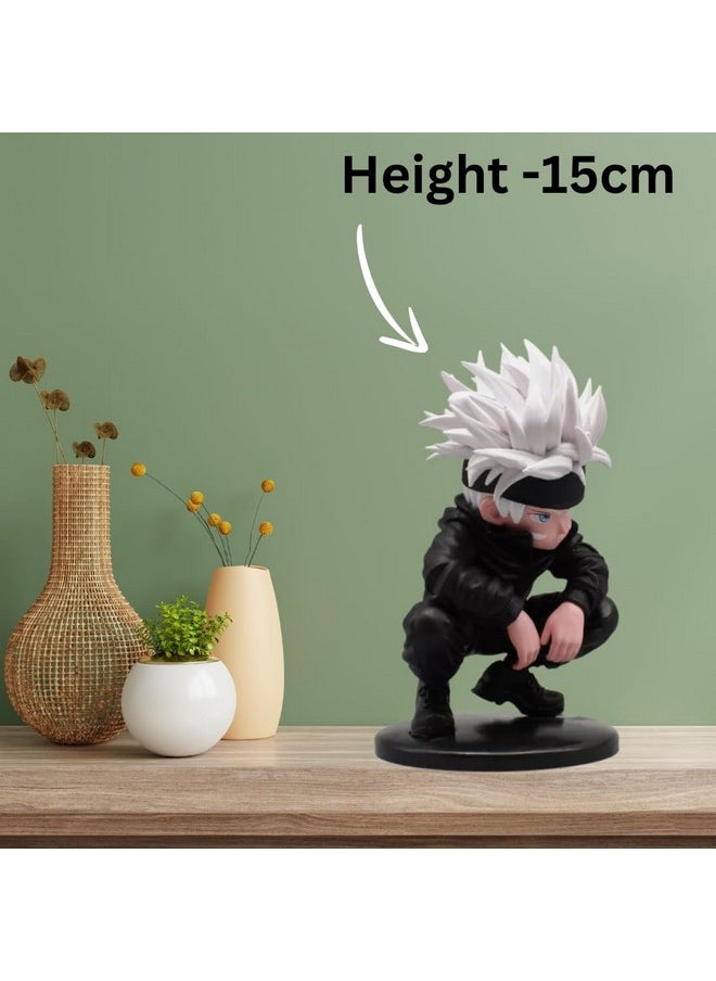 Blue Aura Blue Aura Jujutsu Kaisen Gojo Action Figures Height - 15cm Action Figurine PVC Multicolour | Gojo Squat  - Image 3