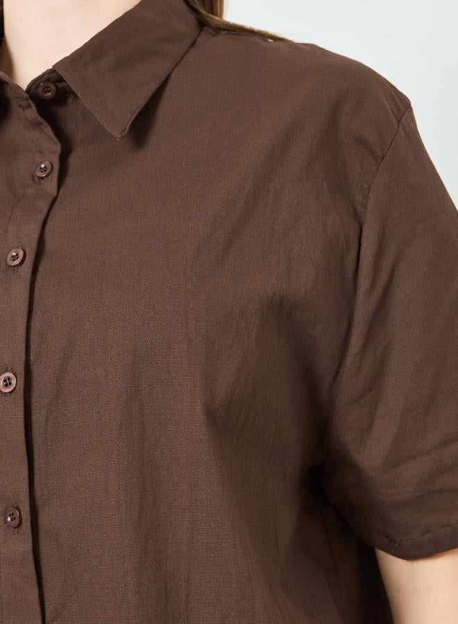 Styli Women Solid Oversized Short Sleeve Shirt - Image 3