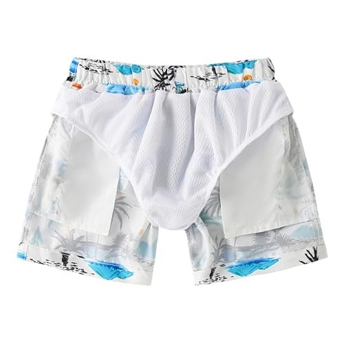 YAGATA Boys Swim Trunks Toddler Broad Swim Shorts Quick Dry Kids Swim Bathing Suit Boys Swim Set White Coconut 3-4T 110 - Image 5