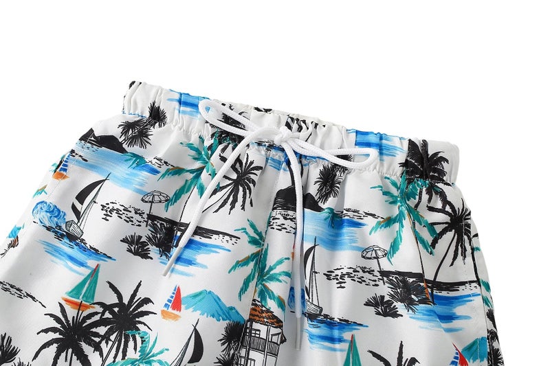 YAGATA Boys Swim Trunks Toddler Broad Swim Shorts Quick Dry Kids Swim Bathing Suit Boys Swim Set White Coconut 3-4T 110 - Image 3