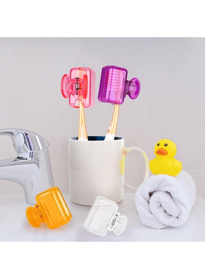 Hxezoc 4 Pack Travel Toothbrush Head Covers Toothbrush Protector Cap Brush Pod Case Protective Portable Plastic Clip for Household Travel Bathroom Business Camping School Clear Orange Purple Pink - Image 5