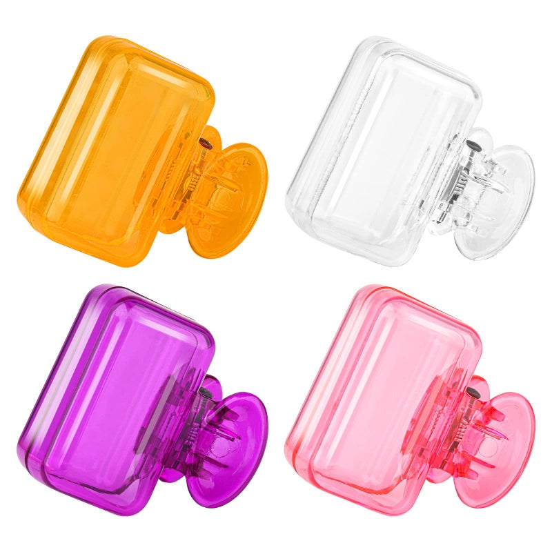 Hxezoc 4 Pack Travel Toothbrush Head Covers Toothbrush Protector Cap Brush Pod Case Protective Portable Plastic Clip for Household Travel Bathroom Business Camping School Clear Orange Purple Pink - Image 1