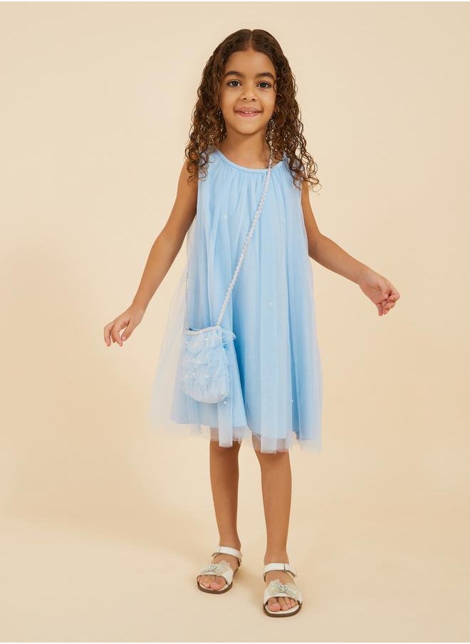 Styli Sleeveless Round Neck Mesh Dress  - Image 2