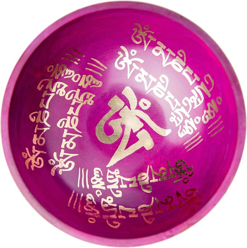 HIMALAYAN BAZAAR Tibetan Singing Bowl Set - Easy To Play for Beginners - Authentic Handcrafted Mindfulness Meditation Holistic Sound 7 Chakra Healing Gift by Himalayan Bazaar (Orchid) - Image 4