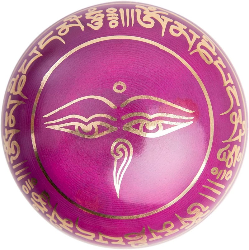 HIMALAYAN BAZAAR Tibetan Singing Bowl Set - Easy To Play for Beginners - Authentic Handcrafted Mindfulness Meditation Holistic Sound 7 Chakra Healing Gift by Himalayan Bazaar (Orchid) - Image 5