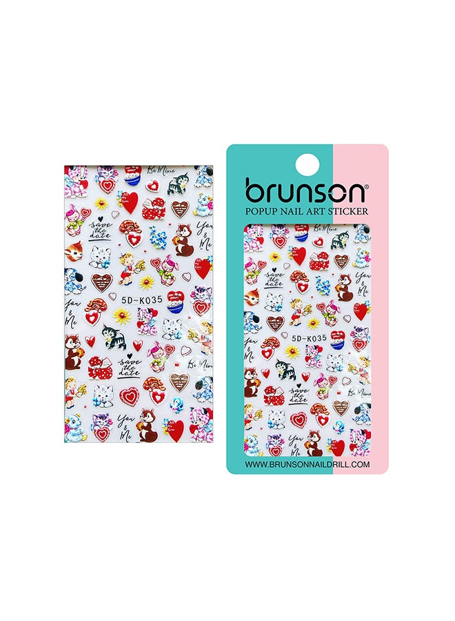 brunson 5D Flower Decals Exquisite Self Adhesive Nail Art Decoration Stickers 5D-k035
