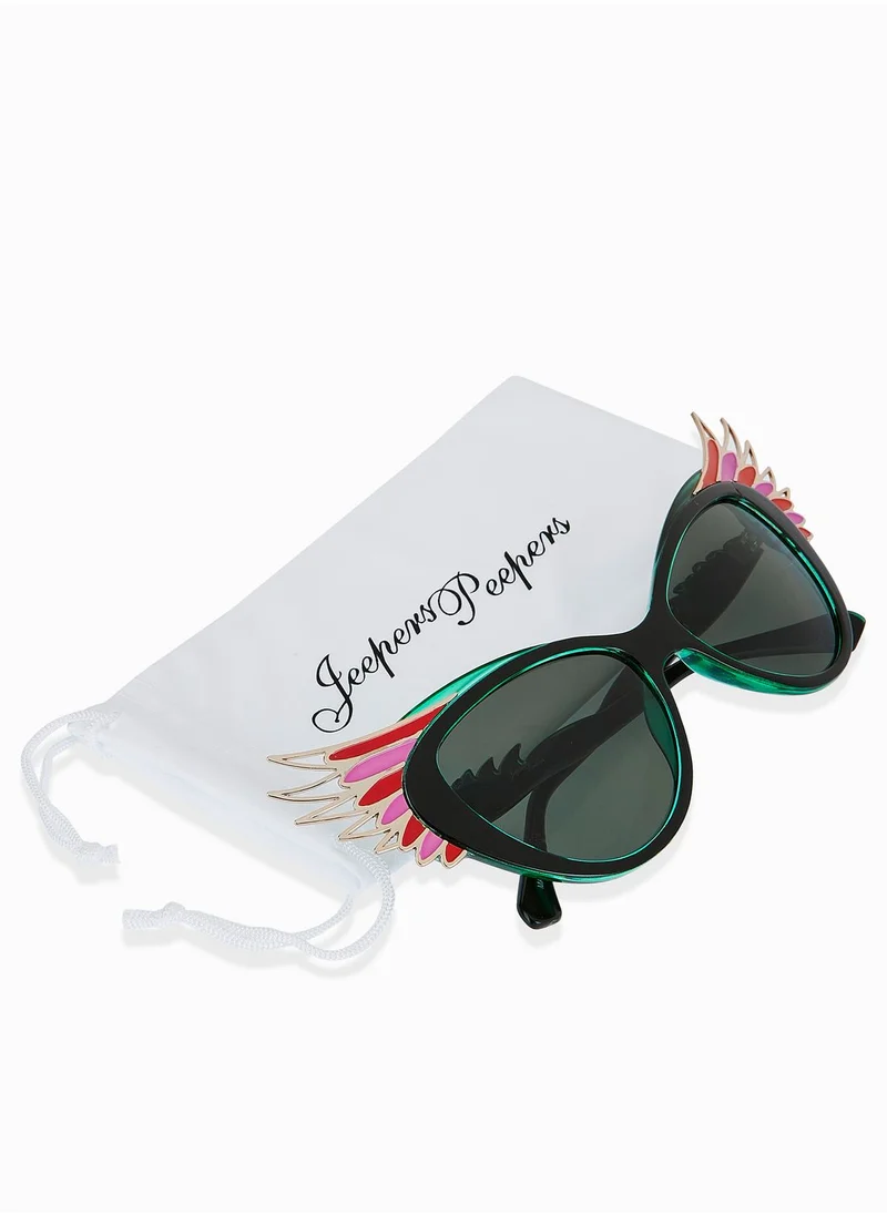 Jeepers Peepers Feather Front Sunglasses