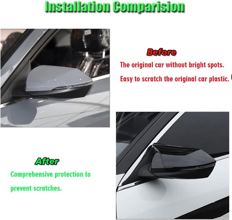 BOYOUS ABS Door Ox Horn Rear View Mirror Shell Cover Caps for Hyundai Elantra 2021-2022 - Bright Black - Image 5