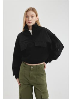 DeFacto Woman Cropped Fit Knitted Sweat Shirt  - Image 1