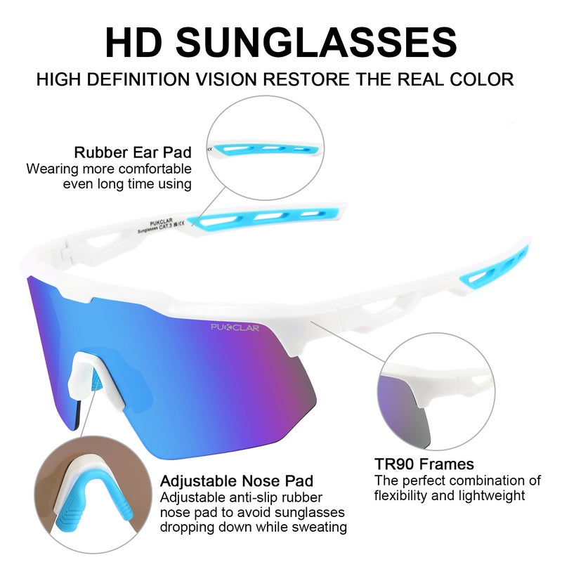 بوكيلار PUKCLAR ركوب الدراجات نظارات شمسية للرجال النساء TR90 إطار خفيف الوزن للرجال دراجة نظارات شمسية مع UV400 حماية للدراجات التزلج قيادة الدراجات النارية - Image 4