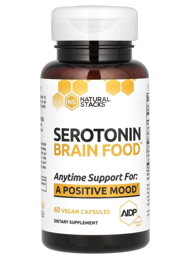 Natural Stacks طعام الدماغ السيروتونين 60 كبسولة نباتية