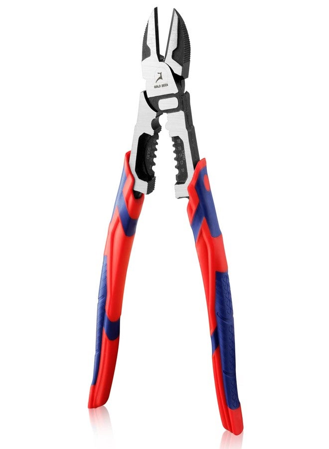 GOLD DEER 9 Inches Diagonal Side Cutting Pliers Wire Stripper Multi Use High Leverage Wire Stripper Crimper Cutter Industrial Side Cutting Pliers Heavy Duty Professional Tool - Image 1