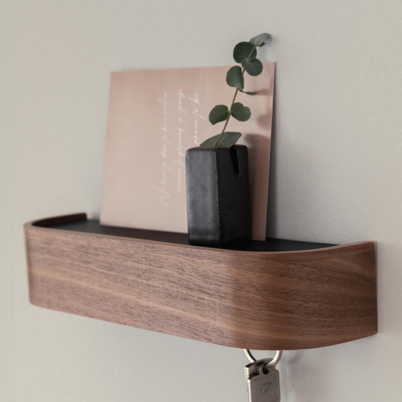 Kazai.Â® Key Holder 'Toke' | Minimalist Key Hook Design from Berlin | Modern Key Holder Wall Mount with Wooden Shelf | Key Rack for Wall as Entryway Organizer | Walnut - Image 2
