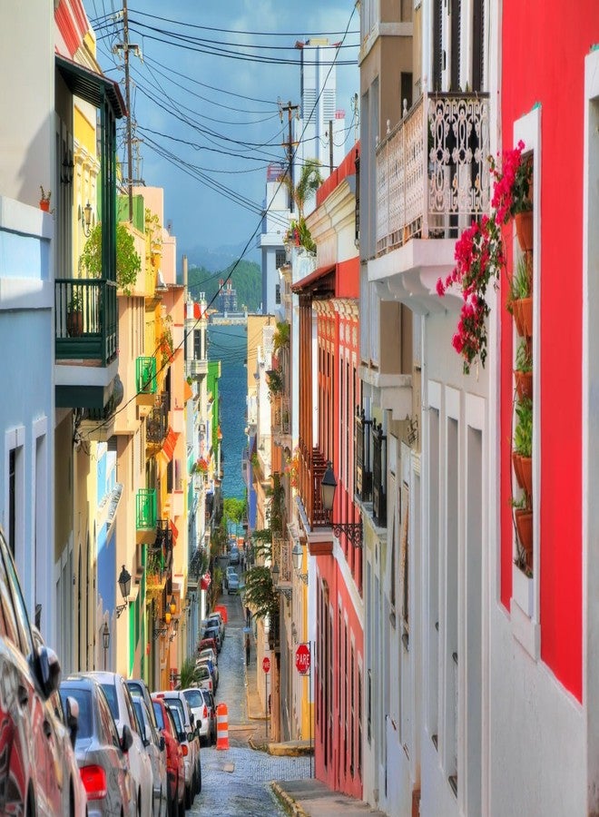 CORFOTO 7x5ft Fabric City Street Backdrop for Photography Colorful Building Houses Backdrop San Juan Puerto Rico Street Background Puerto Rico Travel Party Decorations Photoshoot Booth Studio Props - Image 2
