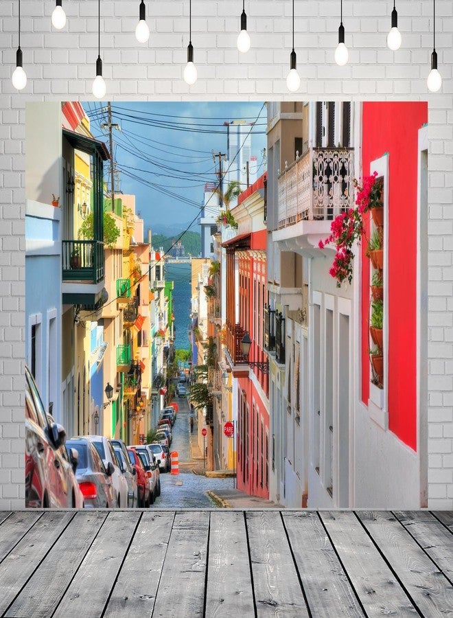 CORFOTO 7x5ft Fabric City Street Backdrop for Photography Colorful Building Houses Backdrop San Juan Puerto Rico Street Background Puerto Rico Travel Party Decorations Photoshoot Booth Studio Props - Image 3