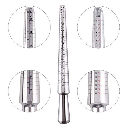 KUUQA Metal Ring Mandrel Ring Sizer and Rubber Hammer Mallet Ring Sizer Gauge Set with 2 Piece Jewelry Polishing Cloths - Image 2