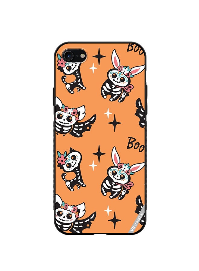 VR CREATIVE Protective Case Cover For Apple iPhone SE (2022) Skeletons Of Cute Animals On Orange Design Multicolour - Image 1