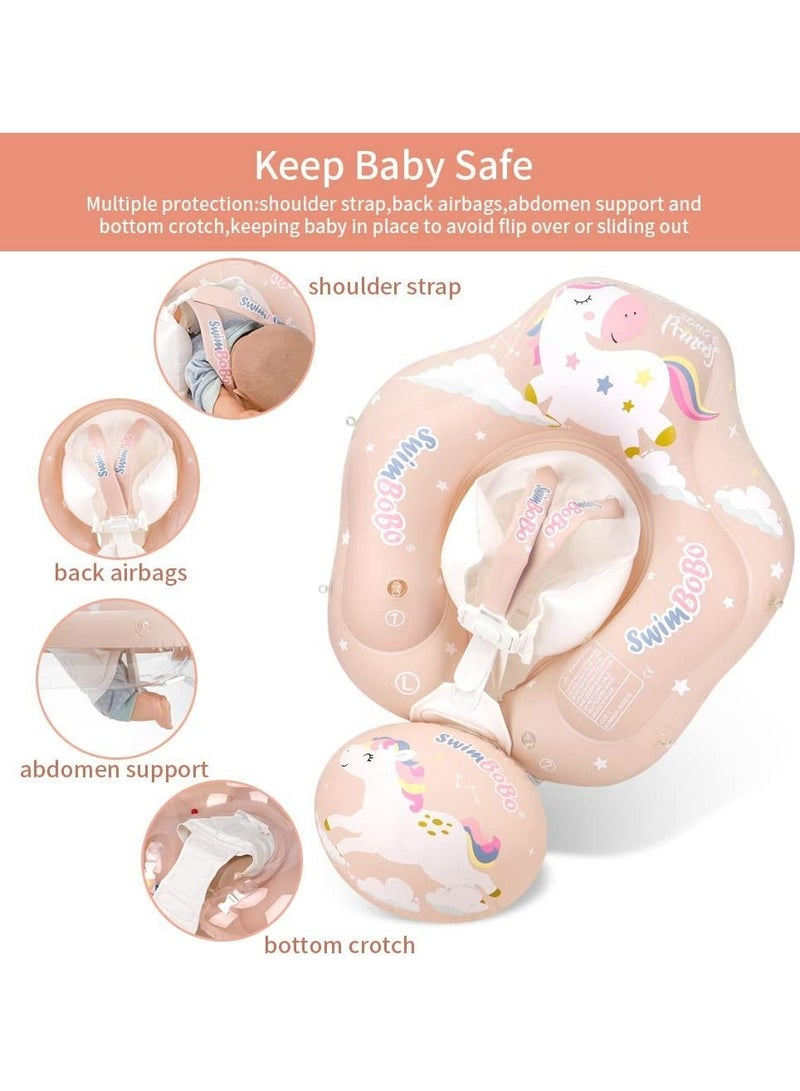 LIMOS Baby Swimming Pool Inflatable Float Ring with Sun Protection Canopy and Safety Tail (L Unicorn Pink) - Image 4