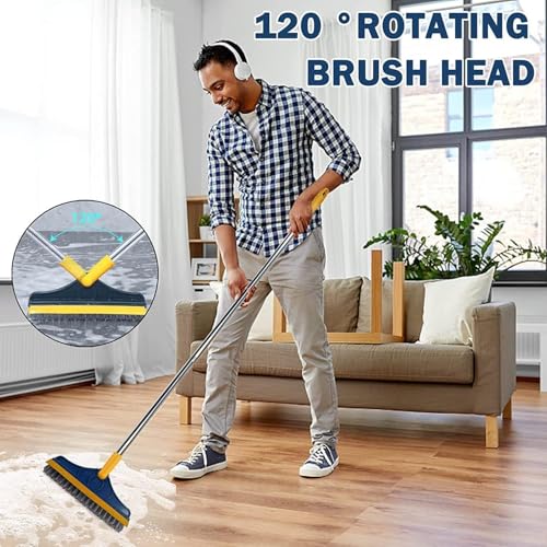 Wazdorf 2-in-1 Bathroom Cleaning Brush with Wiper - Long Handle 120° Rotate Toilet Brush, Tiles Cleaning, Floor Scrub for Kitchen and Bathroom Accessories - Image 3