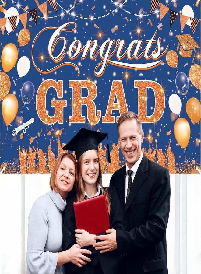 Yoirrat Blue Orange Graduation Decoration Banner, Blue Orange Congrats Grad Banner 2026 for Class of 2026 High School College Graduation Party 70.8x43.3 inch - Image 4