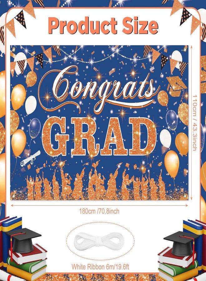 Yoirrat Blue Orange Graduation Decoration Banner, Blue Orange Congrats Grad Banner 2026 for Class of 2026 High School College Graduation Party 70.8x43.3 inch - Image 3