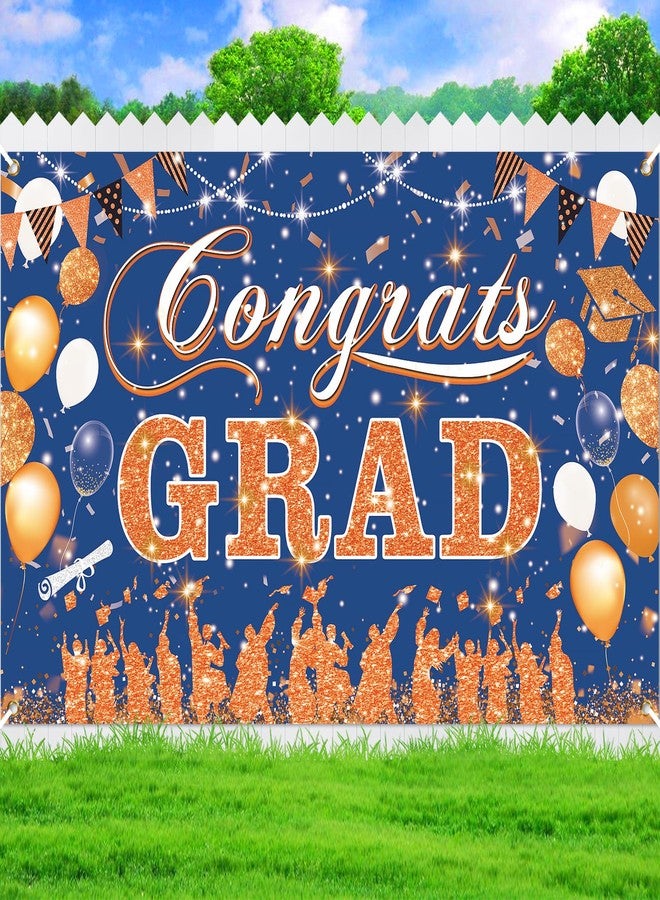 Yoirrat Blue Orange Graduation Decoration Banner, Blue Orange Congrats Grad Banner 2026 for Class of 2026 High School College Graduation Party 70.8x43.3 inch - Image 2