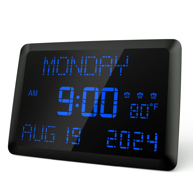 Raynic Digital Clock 115 Large Display Calendar Clock with Day and Date Indoor Temperature Adjustable Brightness Snooze1224H DST for Home Office Elderly