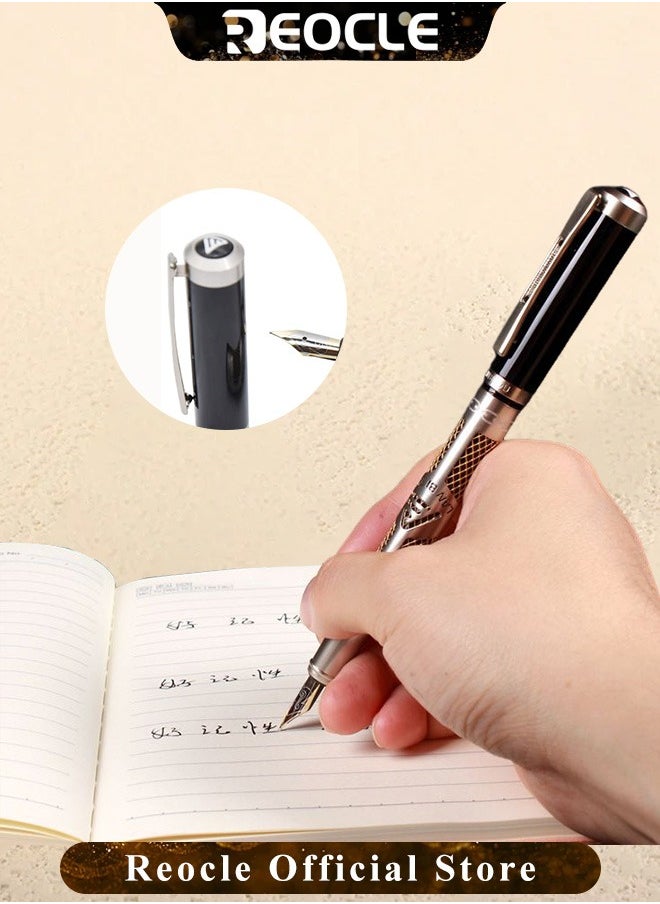 REOCLE Business Metal Fountain Pen with Ergonomic Grip Pen Gift Smooth Writing Pen Calligraphy Pen for Signature School Office Gift Supplies  - Image 3