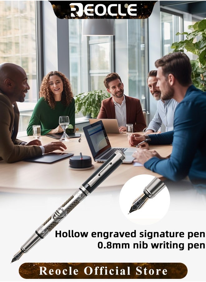 REOCLE Business Metal Fountain Pen with Ergonomic Grip Pen Gift Smooth Writing Pen Calligraphy Pen for Signature School Office Gift Supplies  - Image 4