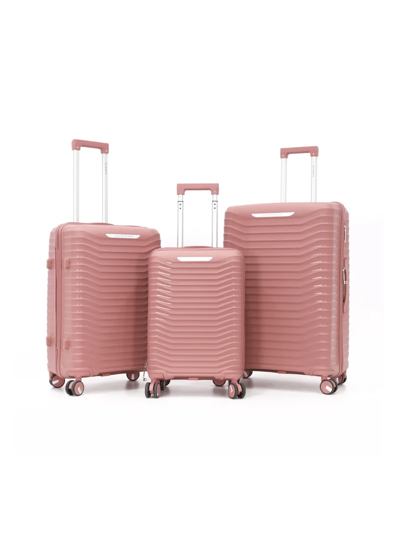 إلنترا Hardshell Luggage Spinner Trolley Bag 3 Pieces Set,Pink (S-20",M-24",L-28")