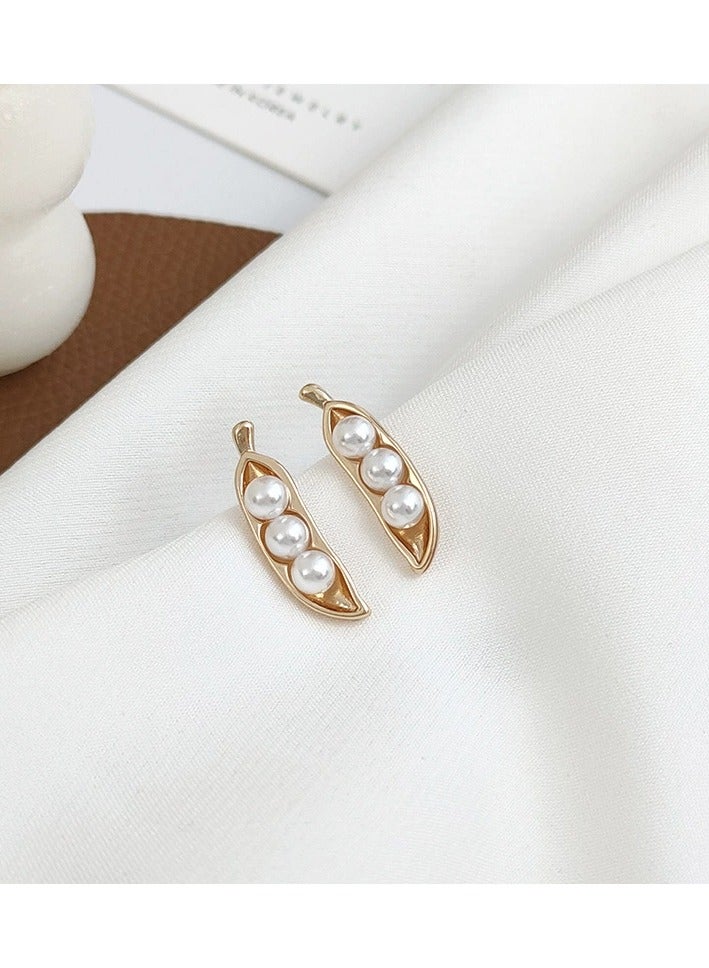 Goolsky Pearl Pea Pod Stud Earrings with S925 Sterling Silver Posts | Minimalist & Elegant Small Earrings for Women  - Image 1
