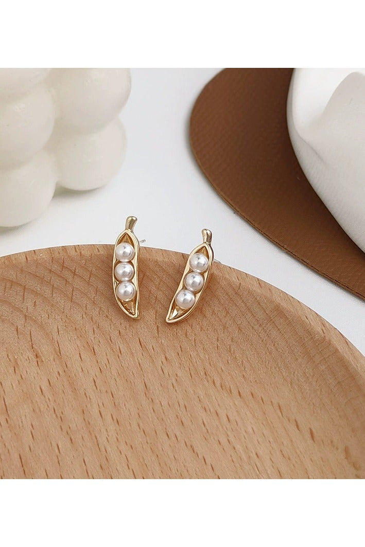 Goolsky Pearl Pea Pod Stud Earrings with S925 Sterling Silver Posts | Minimalist & Elegant Small Earrings for Women  - Image 2