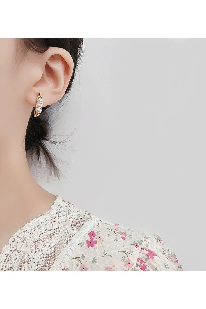 Goolsky Pearl Pea Pod Stud Earrings with S925 Sterling Silver Posts | Minimalist & Elegant Small Earrings for Women  - Image 5