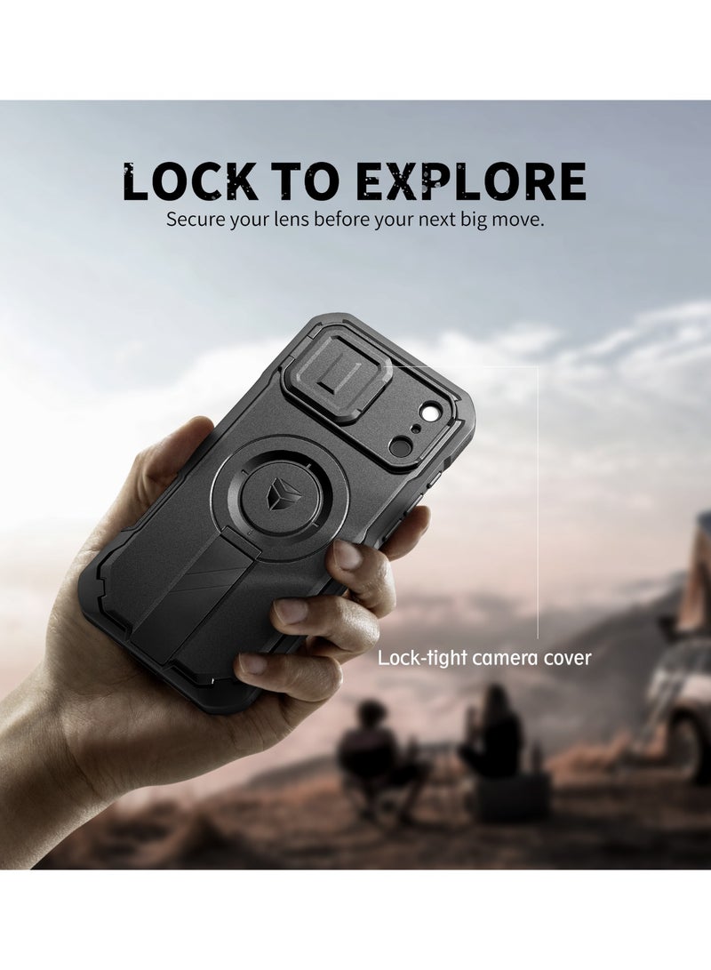 Dexnor Magnetic for iPhone 17 Pro Max Case, with 2 Front Frame Built-in Screen Protector, Kickstand, Black - Image 3