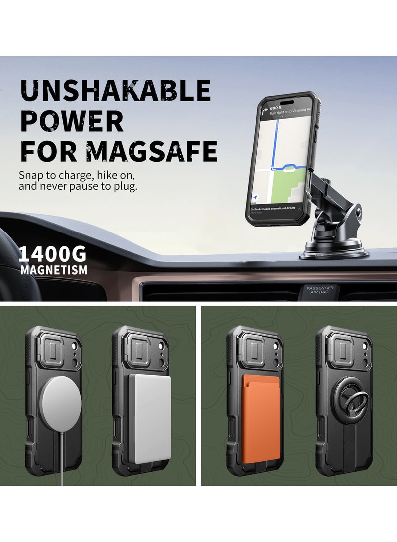 Dexnor Magnetic for iPhone 17 Pro Max Case, with 2 Front Frame Built-in Screen Protector, Kickstand, Black - Image 5