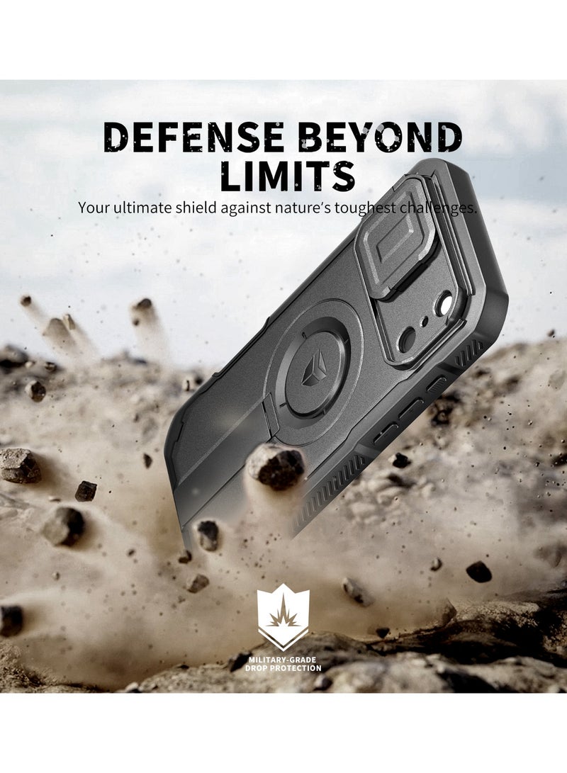 Dexnor Magnetic for iPhone 17 Pro Max Case, with 2 Front Frame Built-in Screen Protector, Kickstand, Black - Image 4