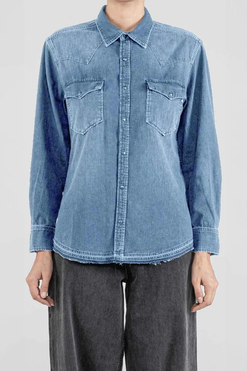 Ag Jeans Relaxed Western Light-Wash Denim Shirt