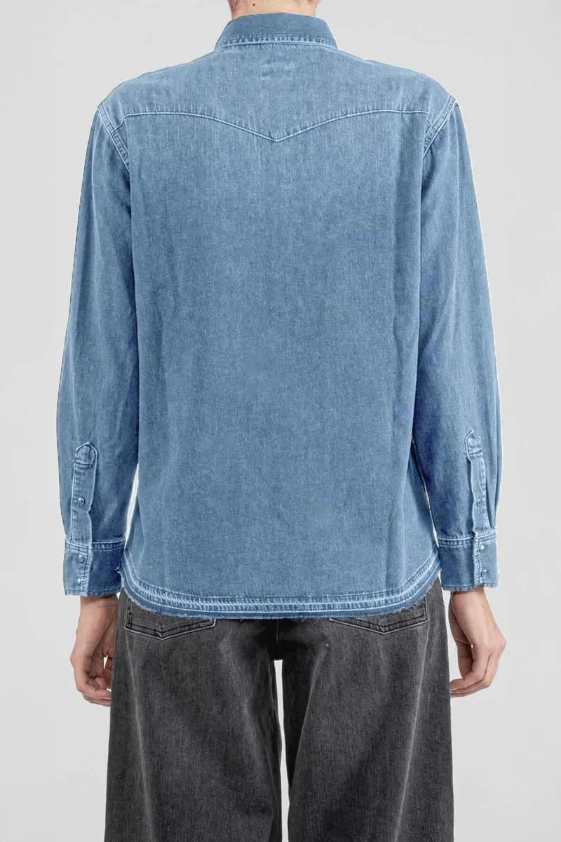 Ag Jeans Relaxed Western Light-Wash Denim Shirt