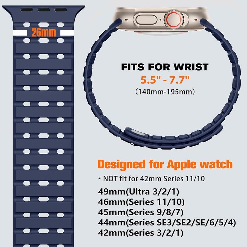 حزام ساعة مغناطيسي من Bandletic R-Lite Fit، متوافق مع Watch Ultra 2/Ultra Band (أحجام 49mm/46mm/45mm/44mm/42mm)، للرجال والنساء، مصنوع من سيليكون متين للاستخدام الرياضي، مناسب لأجهزة iWatch SE2/SE/10/9/8/7/6/5/4 - Image 5