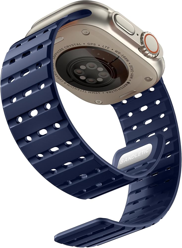 حزام ساعة مغناطيسي من Bandletic R-Lite Fit، متوافق مع Watch Ultra 2/Ultra Band (أحجام 49mm/46mm/45mm/44mm/42mm)، للرجال والنساء، مصنوع من سيليكون متين للاستخدام الرياضي، مناسب لأجهزة iWatch SE2/SE/10/9/8/7/6/5/4 - Image 1