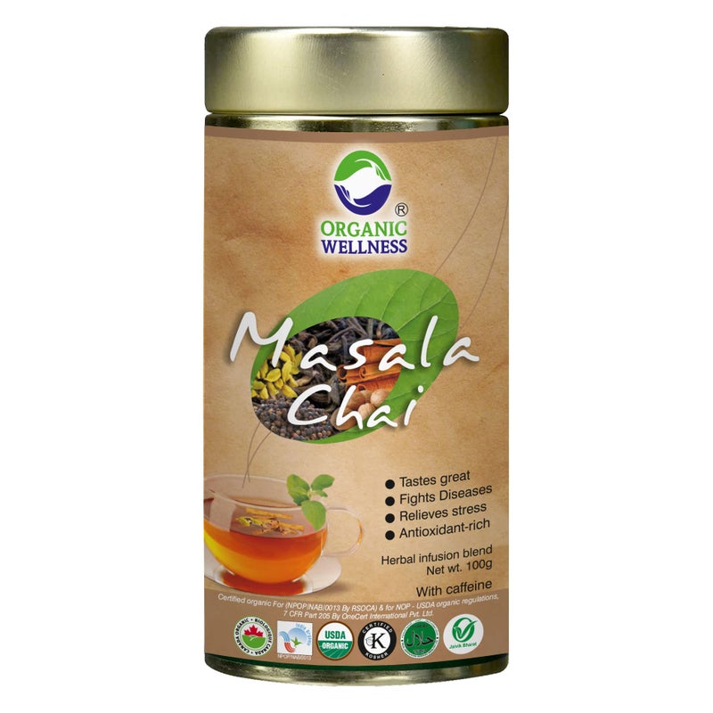 Organic Wellness Masala Chai 100 Gram Tin - Image 1
