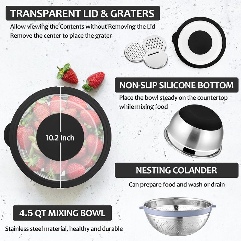 E-far 4-in-1 Stainless Steel Colander Set - Image 2