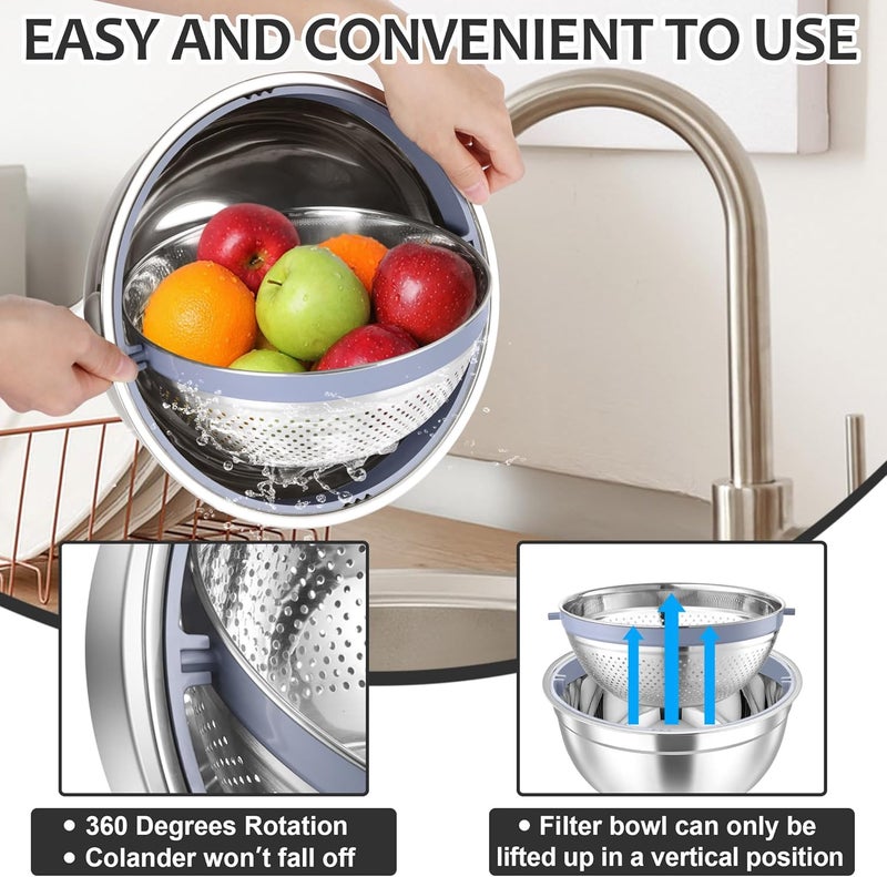 E-far 4-in-1 Stainless Steel Colander Set - Image 3