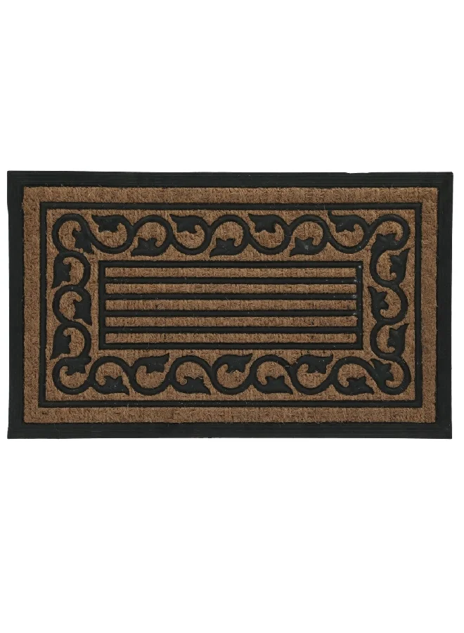 HONEYBEE Rectangular Shaped Rubber and Coir Door Mat Black and Brown 45 x 75 cm WPC-505