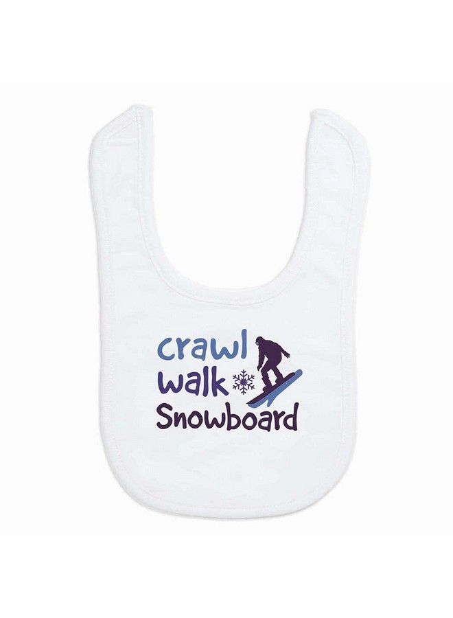 ChalkTalkSPORTS Snowboarding Baby & Infant Bib ; Crawl Walk Snowboard ; Microfiber ; Navy - Image 1