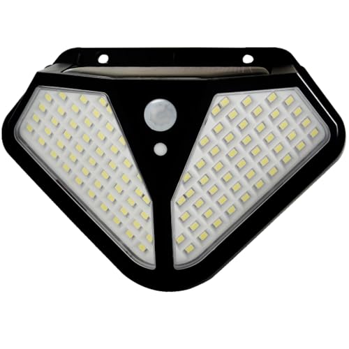 GIGAWATTS GW-602 ‎102 LED Solar Wall Light BIS Approved IP44 Double Sided Exterior Security Night Lamp with 5.5V Panel & 1200 mAh Battery for Outdoor Garden Patio (Pack of 1, Cool White) - Image 1