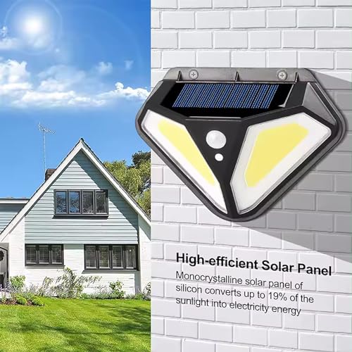 GIGAWATTS GW-602 ‎102 LED Solar Wall Light BIS Approved IP44 Double Sided Exterior Security Night Lamp with 5.5V Panel & 1200 mAh Battery for Outdoor Garden Patio (Pack of 1, Cool White) - Image 3
